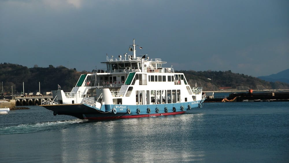 安芸津フェリー。広島県東広島市、安芸津港にて。
