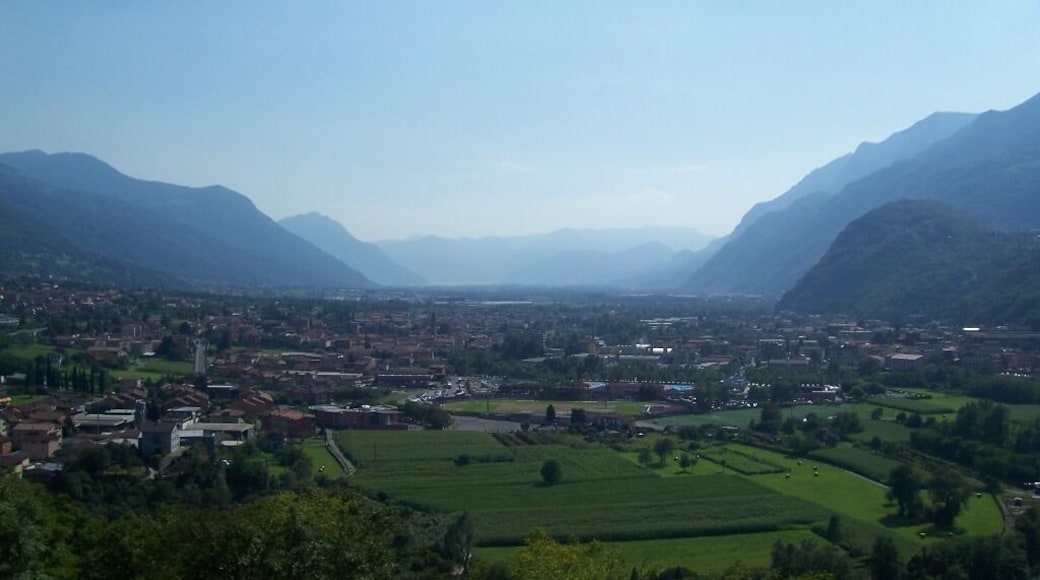 Valcamonica to south from Montecchio's Hill (Castellino). Darfo Boario Terme, Val Camonica, Italy.