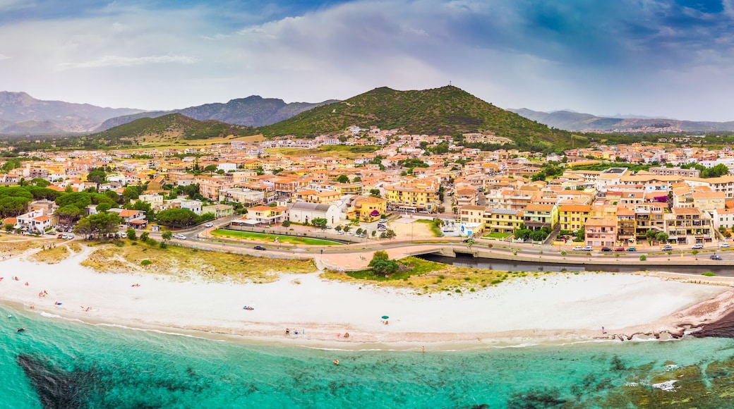 Graniro beach and La Caletta town, Sardinia, Italy, Europe.