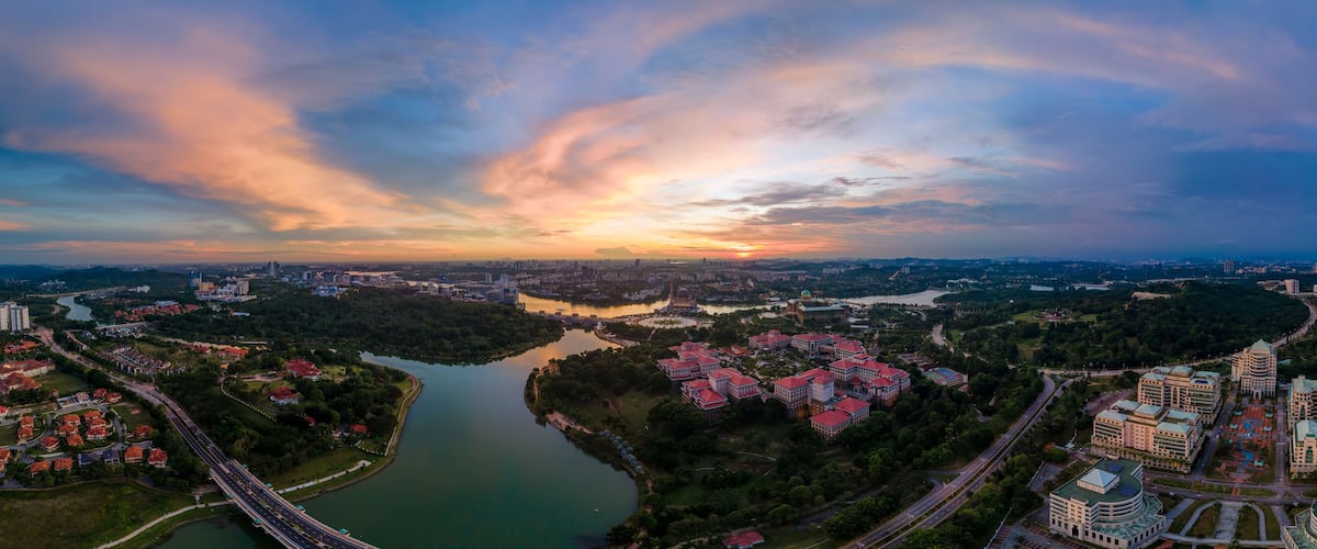 180 degree Aerial Panorama view of Putrajaya City