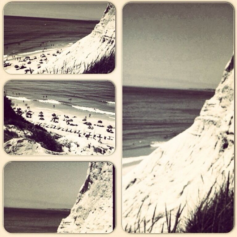 A coastal cliff with a beach.