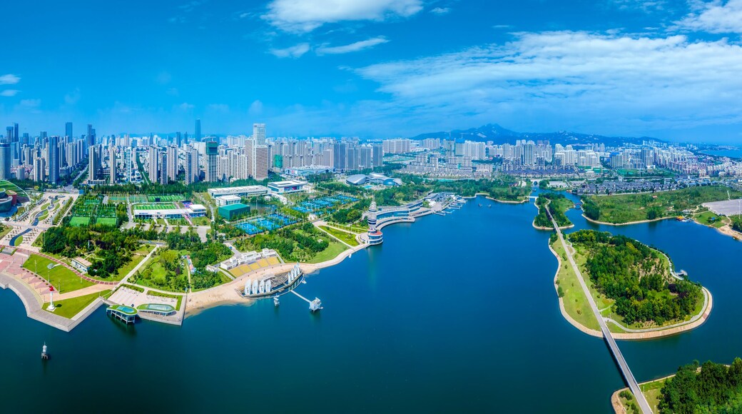 Aerial photography China Rizhao city architecture landscape coastline