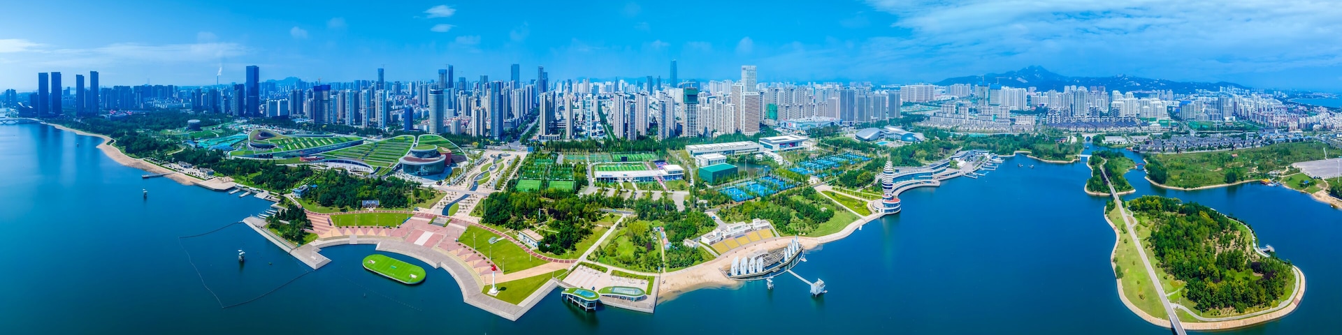 Aerial photography China Rizhao city architecture landscape coastline