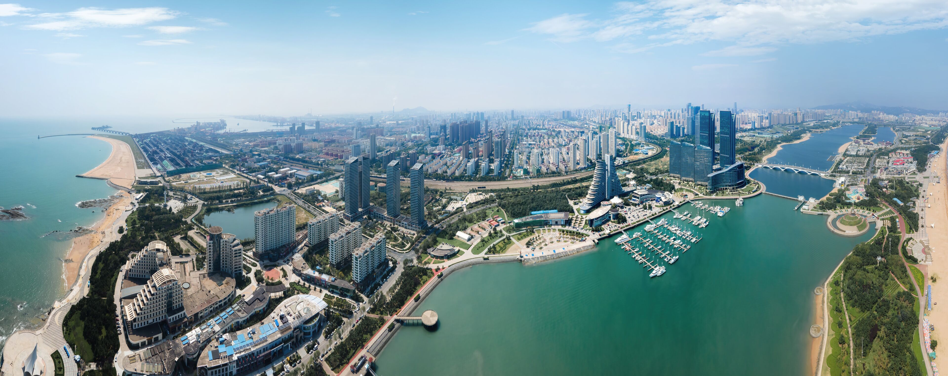 Aerial photography China Rizhao city architecture landscape coastline