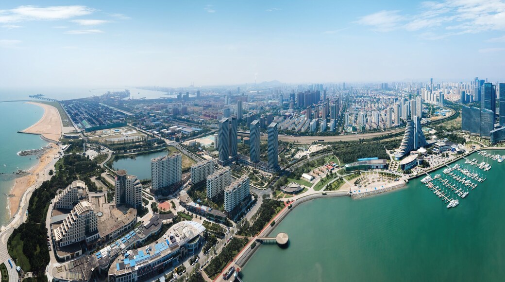 Aerial photography China Rizhao city architecture landscape coastline