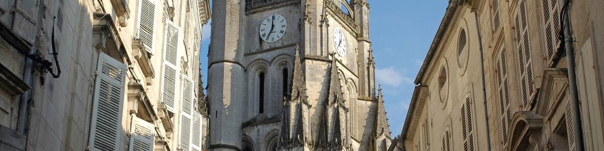 The main street of Saintes, with the church of Saint Eutrope; Shutterstock ID 5168422