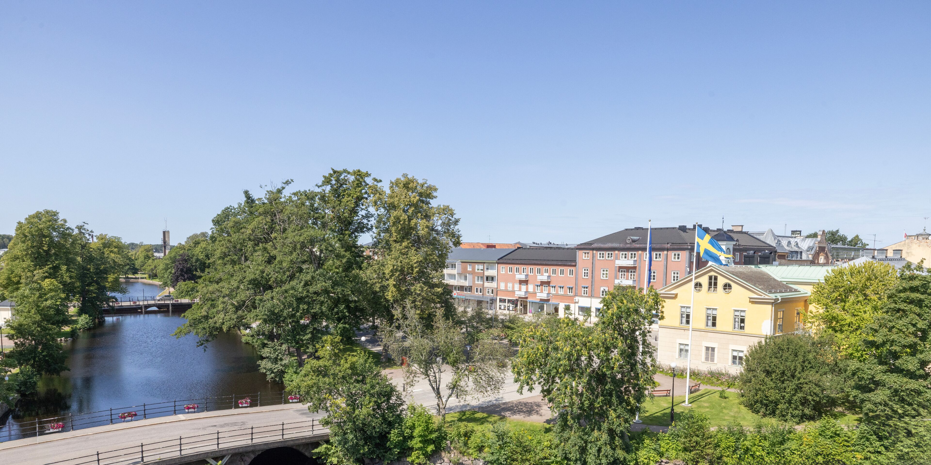 Along the street in Kristinehamn on a beautiful autumn day, Sweden