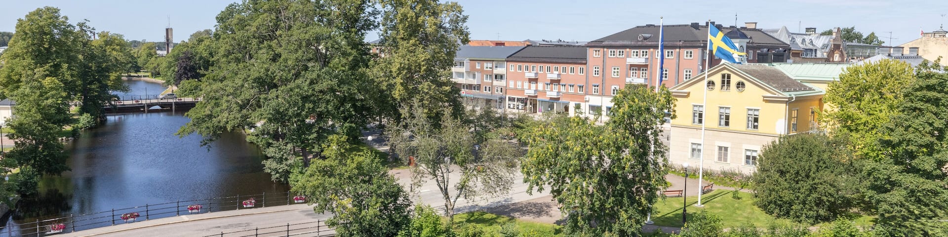 Along the street in Kristinehamn on a beautiful autumn day, Sweden