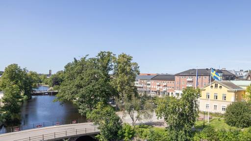 Along the street in Kristinehamn on a beautiful autumn day, Sweden