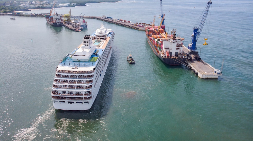 Cruise ship entering port of Acajutla, El Salvador, Central America