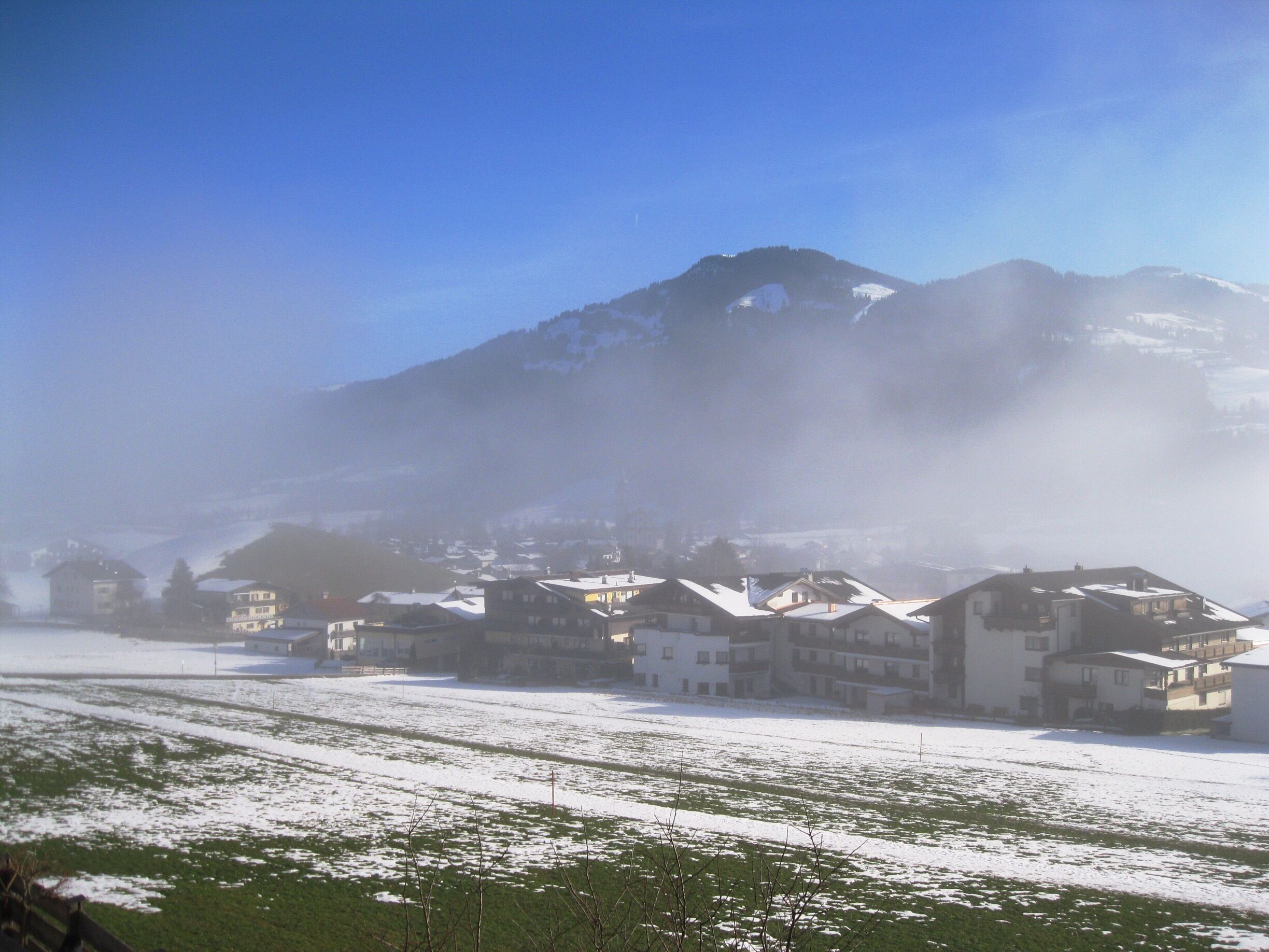 View towards the charming village of Soll. A relatively small ski resort with a lovely medieval main street and beautiful church.