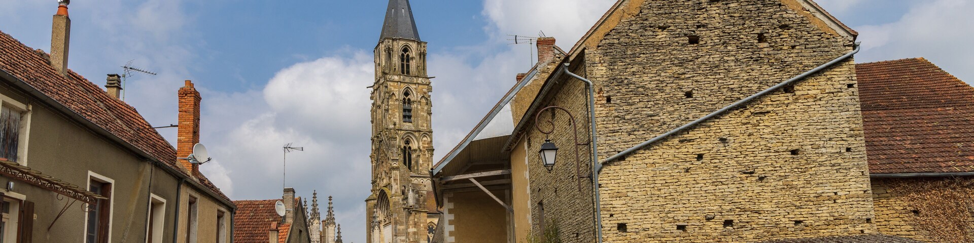 Cityscape of Saint-Pere with Eglise Notre-Dame in Bourgogne France is a miniature copy of the Notre-Dame in Paris.