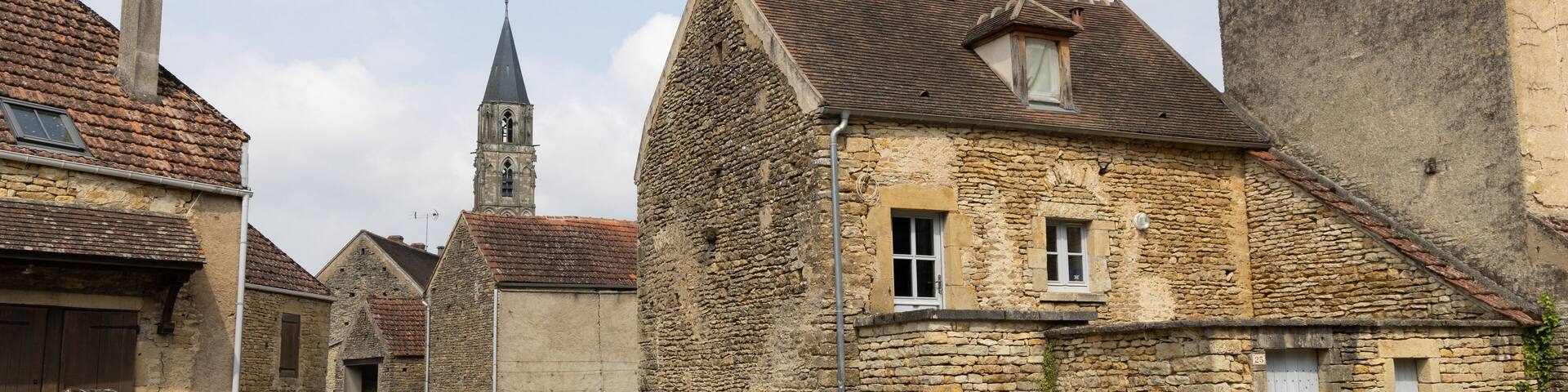 Cityscape of Saint-Pere with Eglise Notre-Dame in Bourgogne France is a miniature copy of the Notre-Dame in Paris.