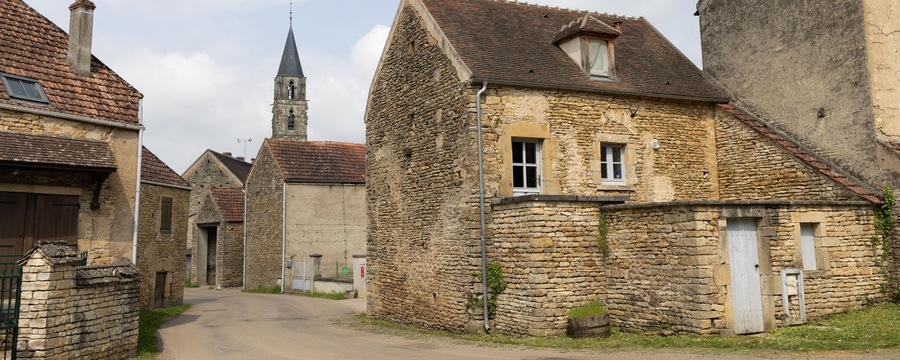 Cityscape of Saint-Pere with Eglise Notre-Dame in Bourgogne France is a miniature copy of the Notre-Dame in Paris.