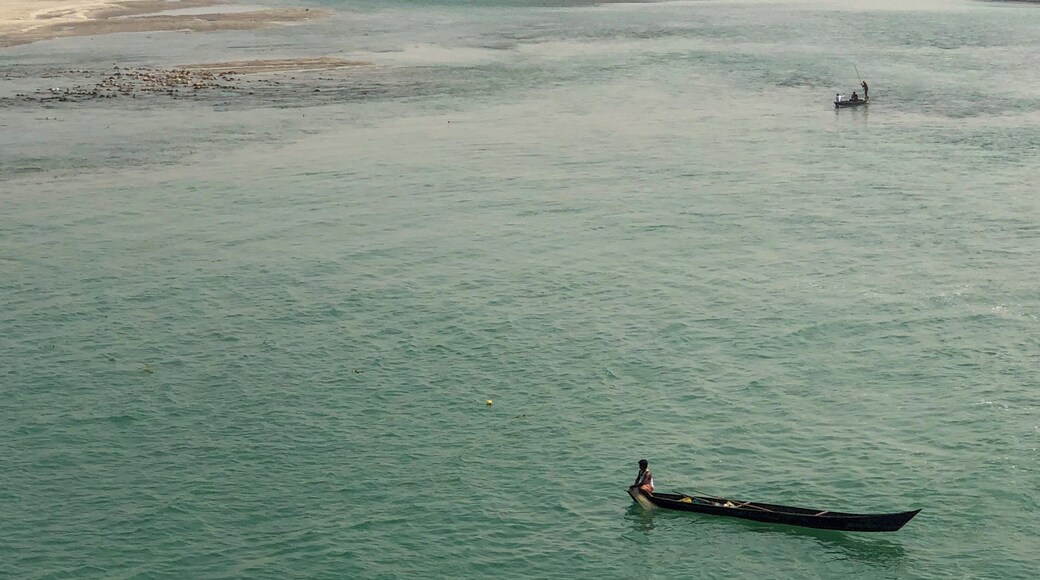 Teesta stands calm and serene and much less height of water on this other side of the Dam, where the dam-controlled water flows in.