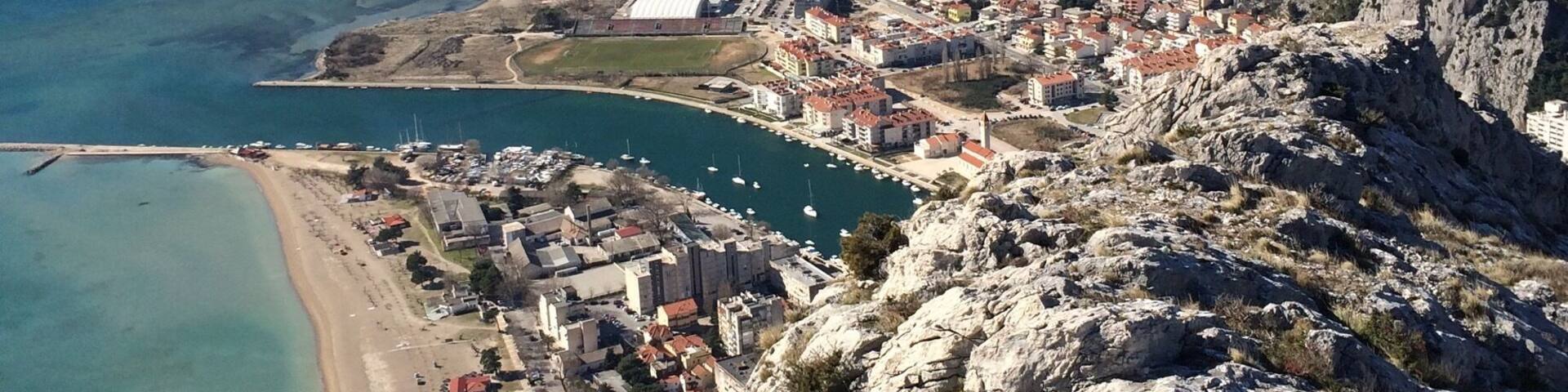 View from atop the OmiĆĄ Fortress. OmiĆĄ is a small seaside town 25 minutes south of Split, Croatia. The hike to the top of the fortress is steep and unpaved, but it was well worth it for the views. #omis #croatia