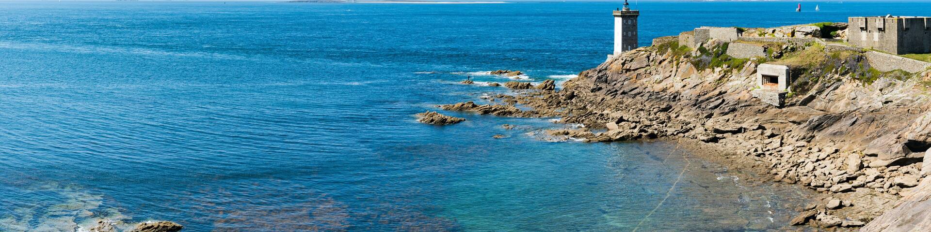 panorama view of the Kermovan lighthouse on the coast of Brittany