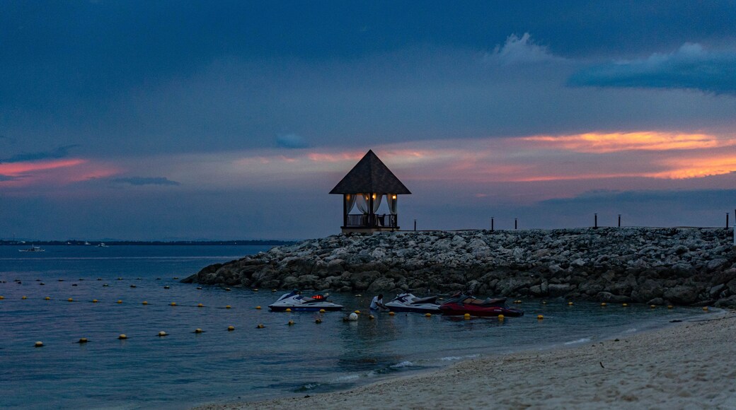 small pavilion dining spot in front of sea in Shangri-La Resort In Mactan Island, Cebu, Philippines
