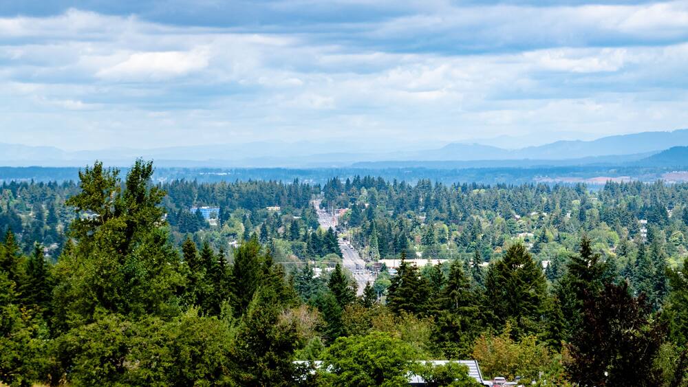 View of Portland Suburbs From Powell Butte Park in East Portland, OR