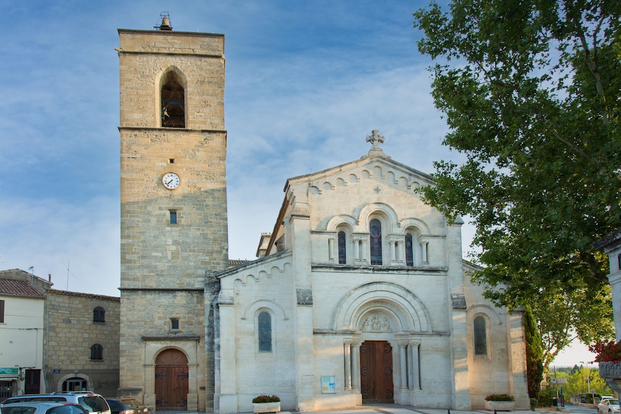 Church of Fabregues (France) with its bell tower