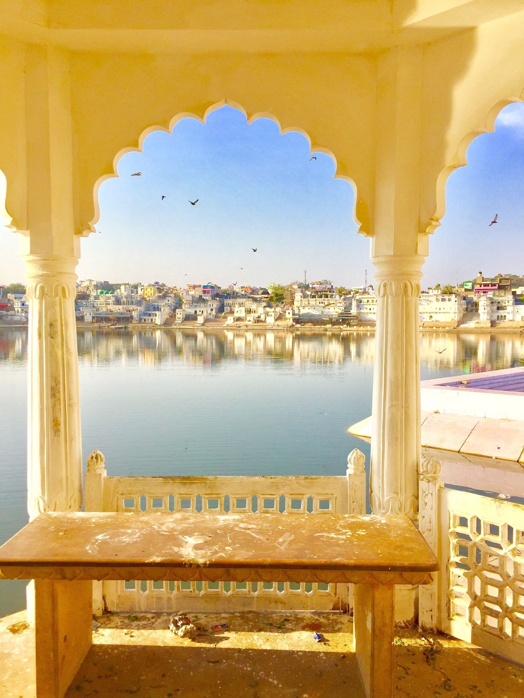 A well sought holy lake in the state of Rajasthan, India.
Believed to be holy by believers. 
The sunrise and sunset sure were gorgeous here. #stunningstructures