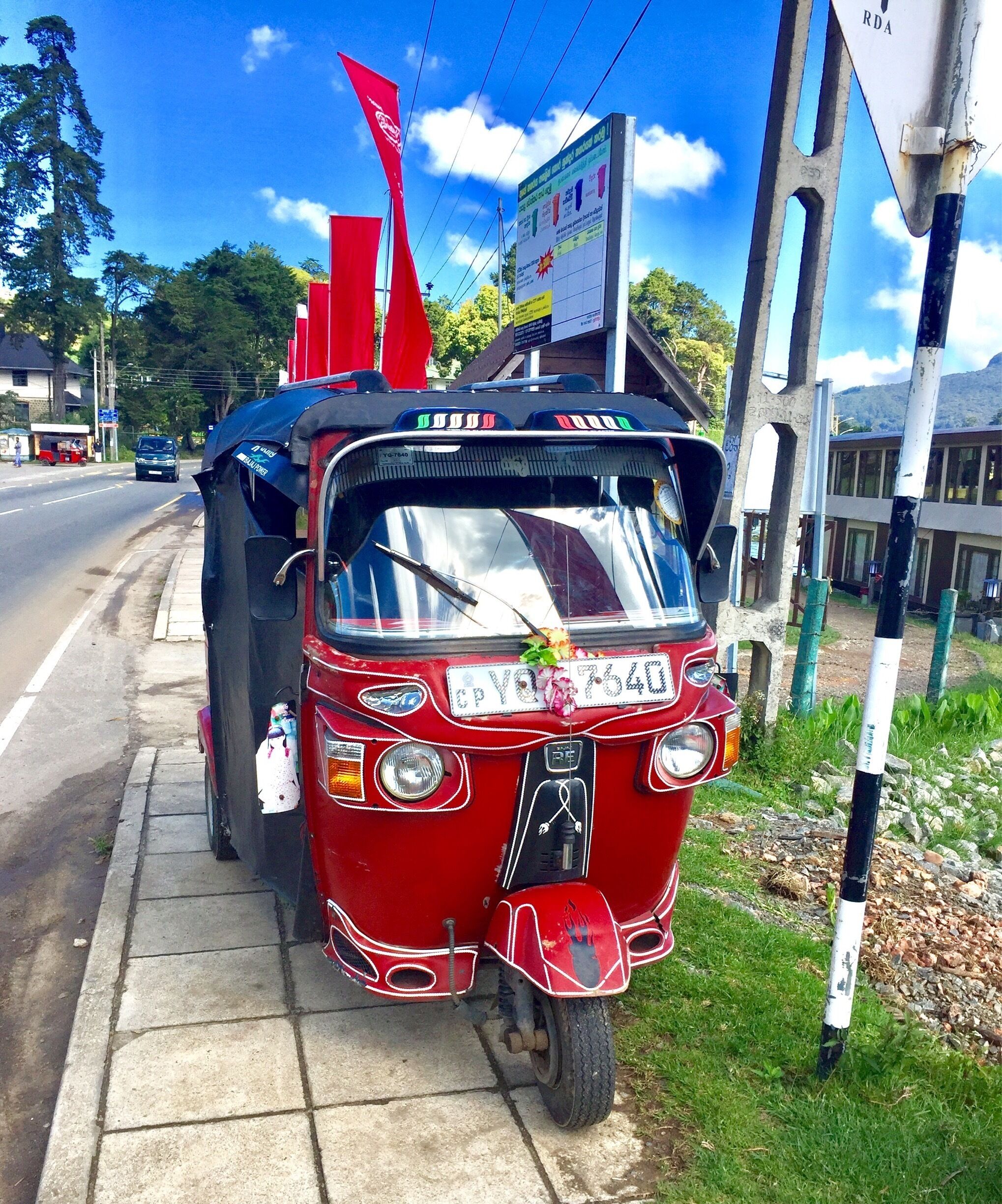 TukTuk public transportation in SriLanka parked near Gregory Lake in Nuwara Eliya.