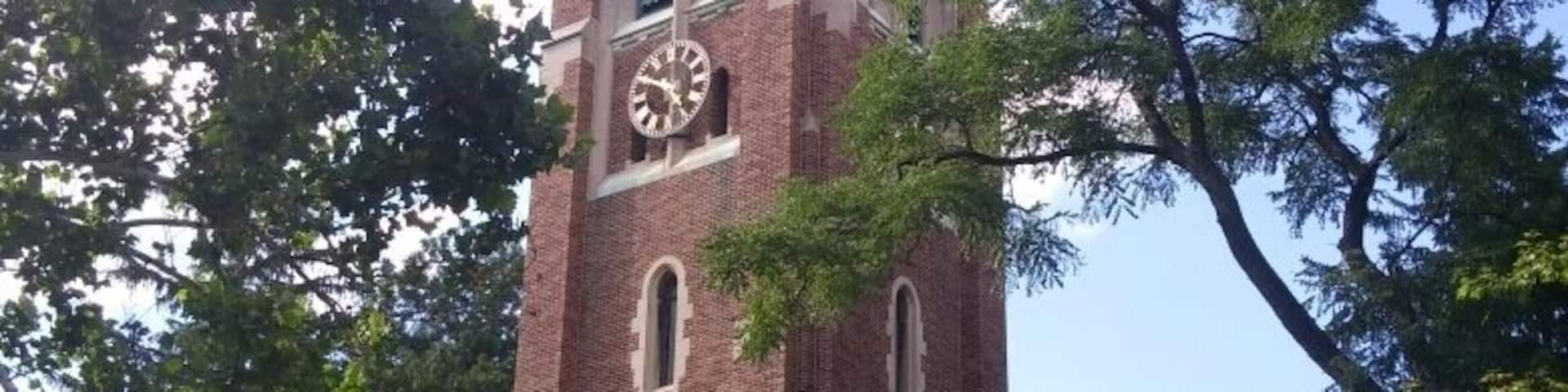 Built in 1928, the John W. Beaumont Memorial Tower houses the MSU carillon.
The carillon contains 49 bells and is capable of playing the full range of literature composed for the instrument.