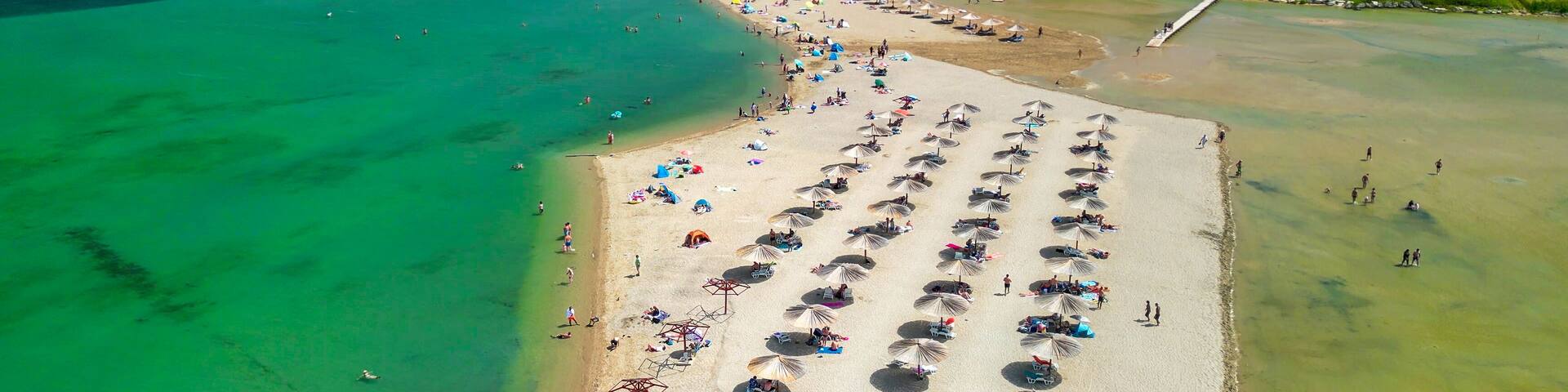 Queens Beach aerial view in Zadar, Croatia