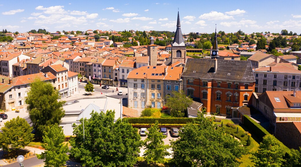 Panoramic view from above on the city Craponne-sur-Arzon. France
