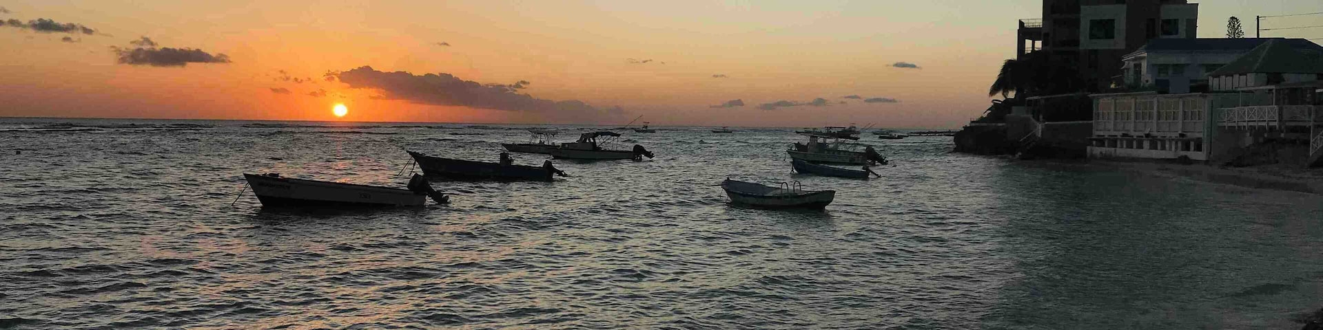 Boats are anchored for the night.