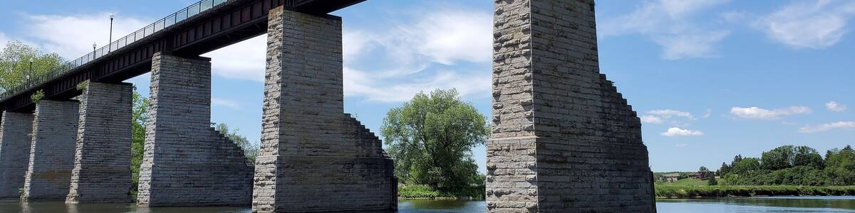 Stone bridge over a river in the St. marys ontario town in Canada