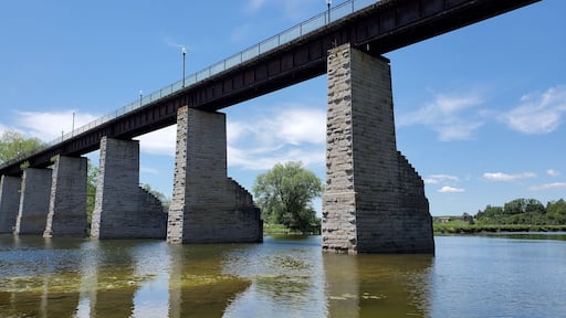 Stone bridge over a river in the St. marys ontario town in Canada