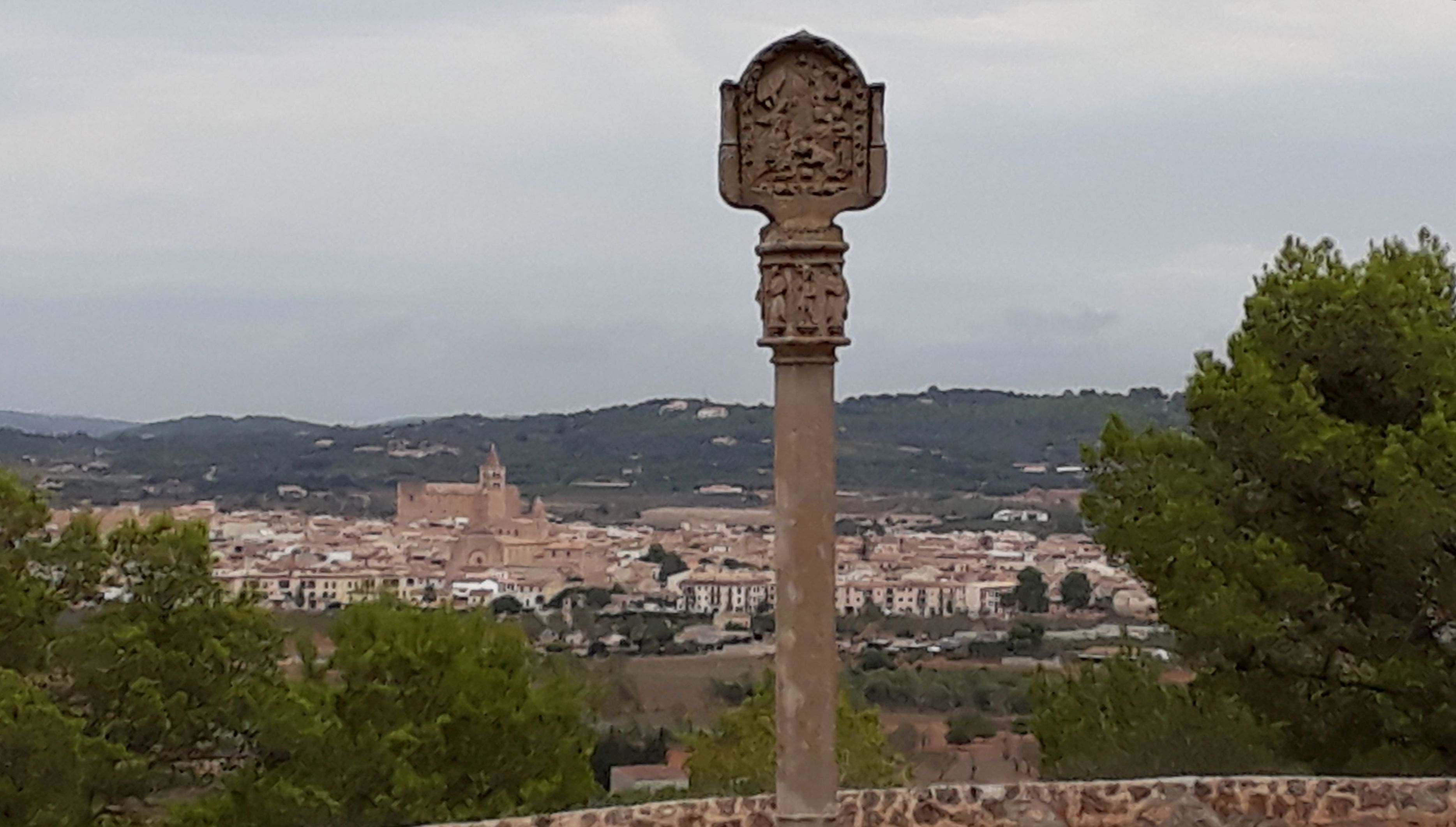 Blick auf Porreres in Mallorca vom Monti Sión.