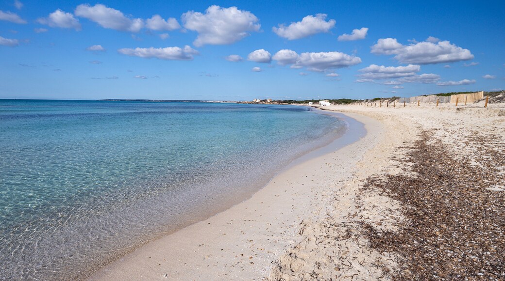 cotton clouds in Ses Covetes beach, Es Tenc, Campos, Mallorca, Balearic Islands, Spain