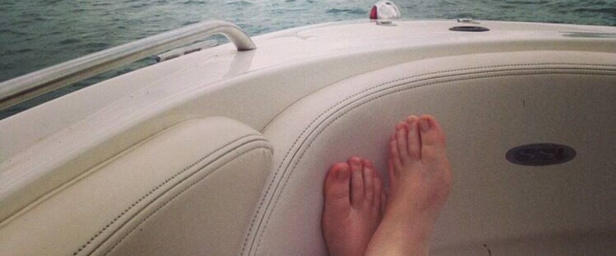 Out on the boat at Canyon Lake.