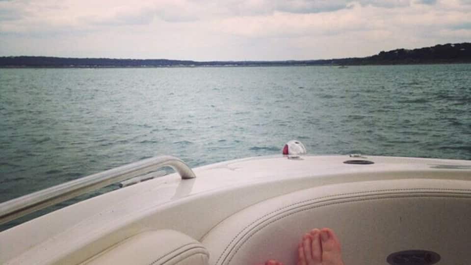 Out on the boat at Canyon Lake.