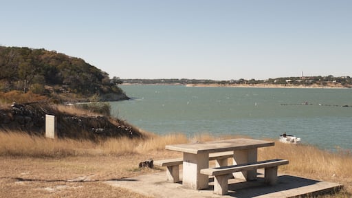 Park bench by Canyon Lake, Texas