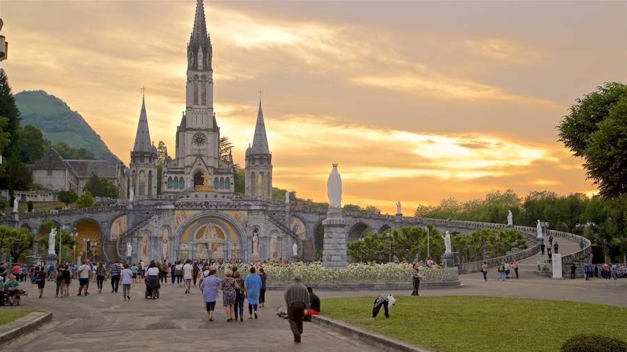 Lourdes - Tarbes which includes a sunset, a church or cathedral and heritage architecture