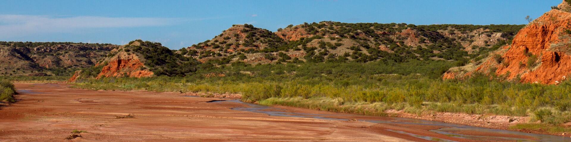 Dry river bed of the Prairie Dog Town Fork of the Red River in the Texas Panhandle