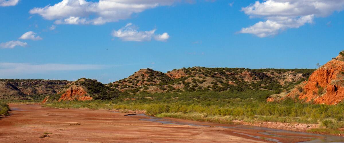 Dry river bed of the Prairie Dog Town Fork of the Red River in the Texas Panhandle
