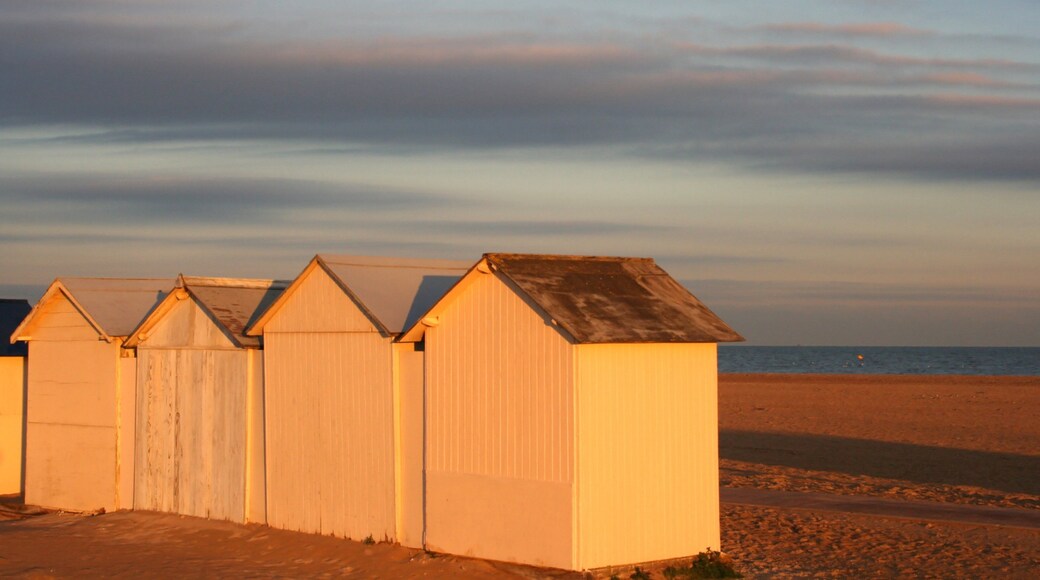 Calvados showing a sunset and a sandy beach
