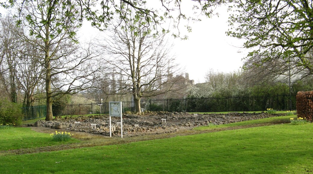 The remains of a small roman villa, about 50 feet square, in the grounds of Somerdale Factory, Keynsham, near the main road entrance to the site. The remains were discovered during the construction of the factory in 1922, and moved to the present site.
