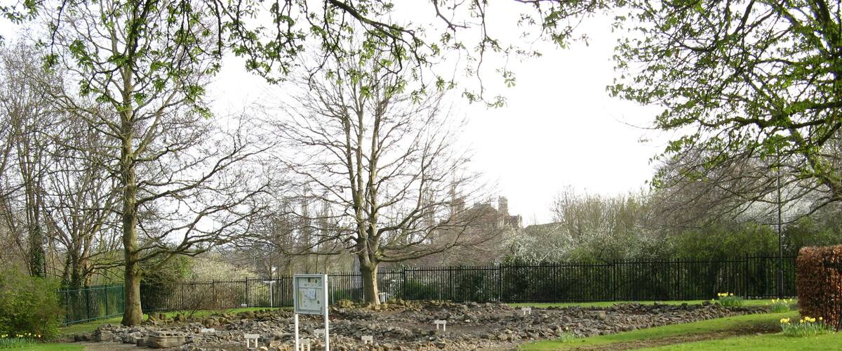 The remains of a small roman villa, about 50 feet square, in the grounds of Somerdale Factory, Keynsham, near the main road entrance to the site. The remains were discovered during the construction of the factory in 1922, and moved to the present site.