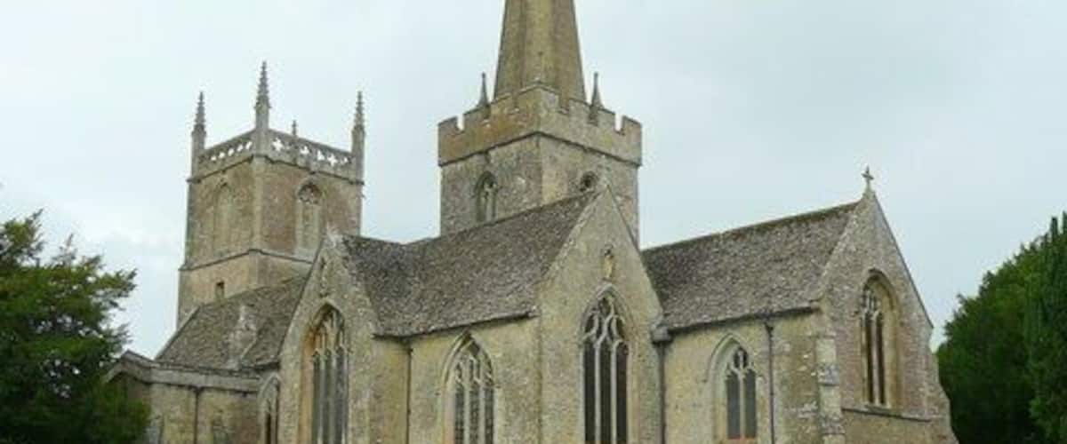 St. Mary's church, Purton, near to Purton, Wiltshire, Great Britain. Viewed from the south-east. St. Mary's is one of only three parish churches in the country that has both a central tower and spire and a western tower. The others are at Wanborough in Wiltshire and Ormskirk in Lancashire. The central tower was built in c.1325 and the transepts were also added in the 14th century.