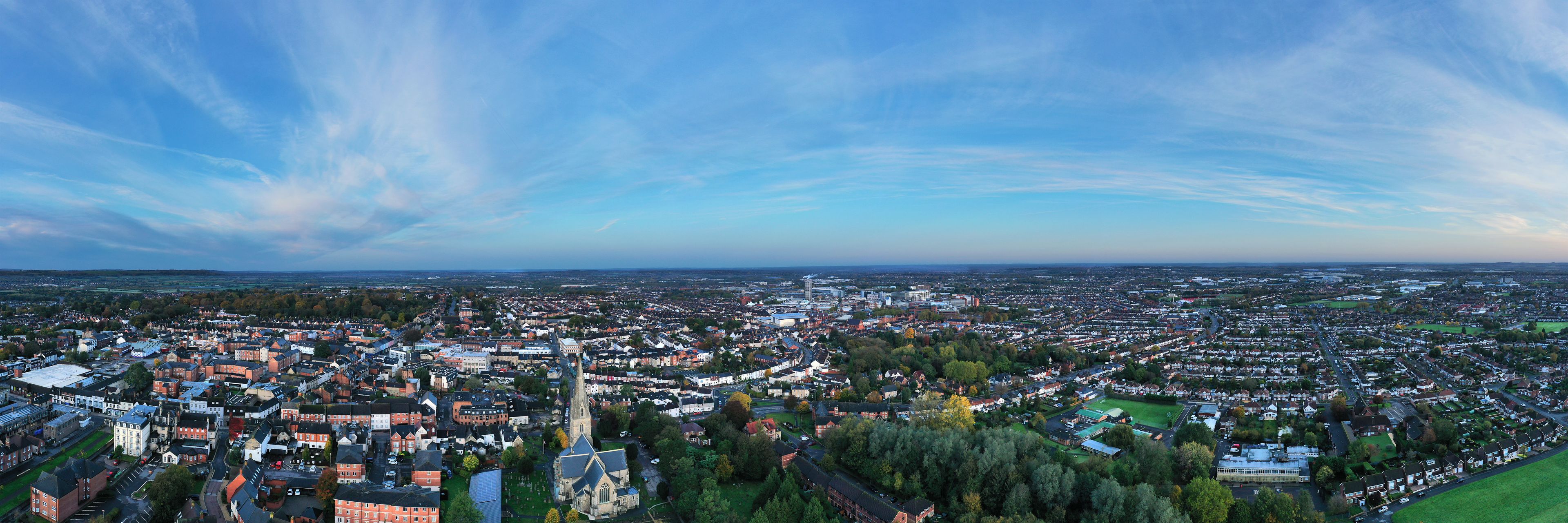 Aerial view of the old town area in Swindon