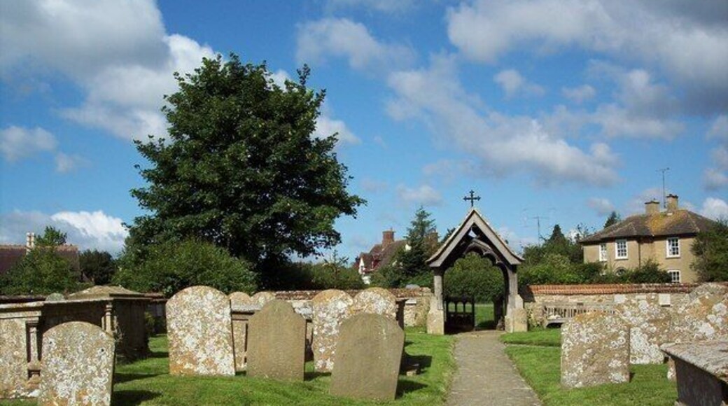 St Mary Magdalene parish churchyard, South Marston: view west from the church