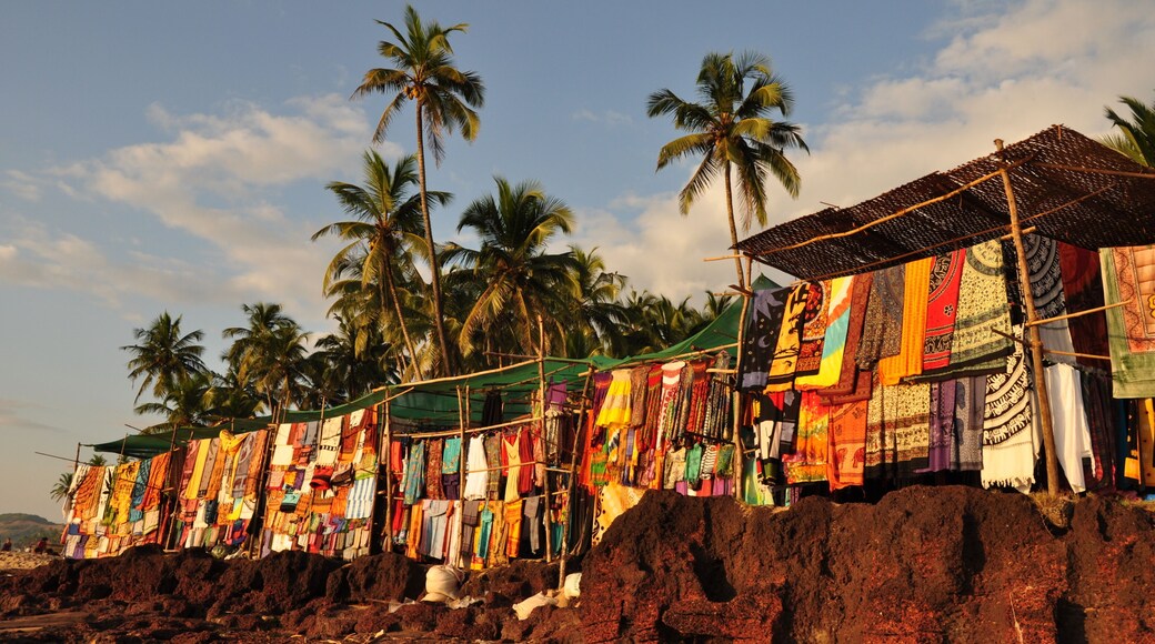 Colorful flee market at Anjuna beach Goa India
