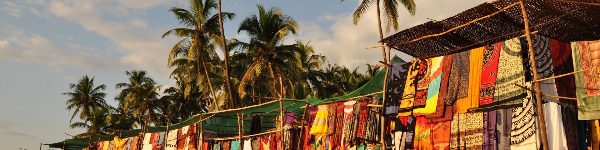 Colorful flee market at Anjuna beach Goa India