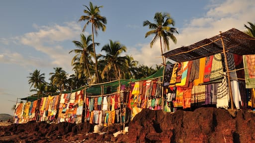 Colorful flee market at Anjuna beach Goa India
