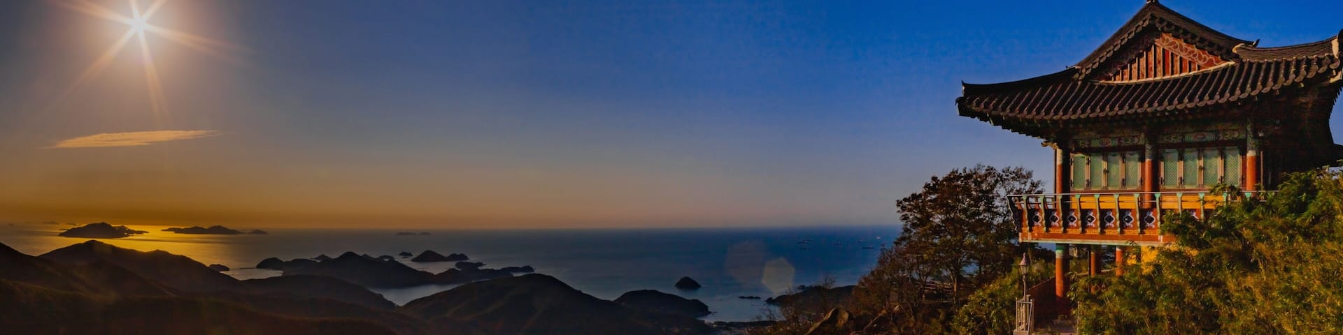 Sunrise at Boriam Hermitage at the summit of Geumsan on Namhae Island, South Korea